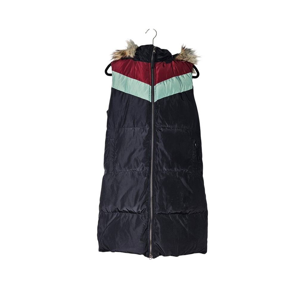 Sundance Dottie Colorblock Retro Vest Hooded Down Puffer Vest  Women Small